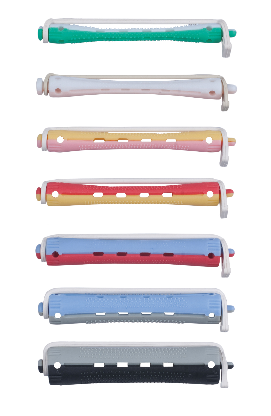 Bigudies Plastico Bicolor 2 Blanco/Rosa